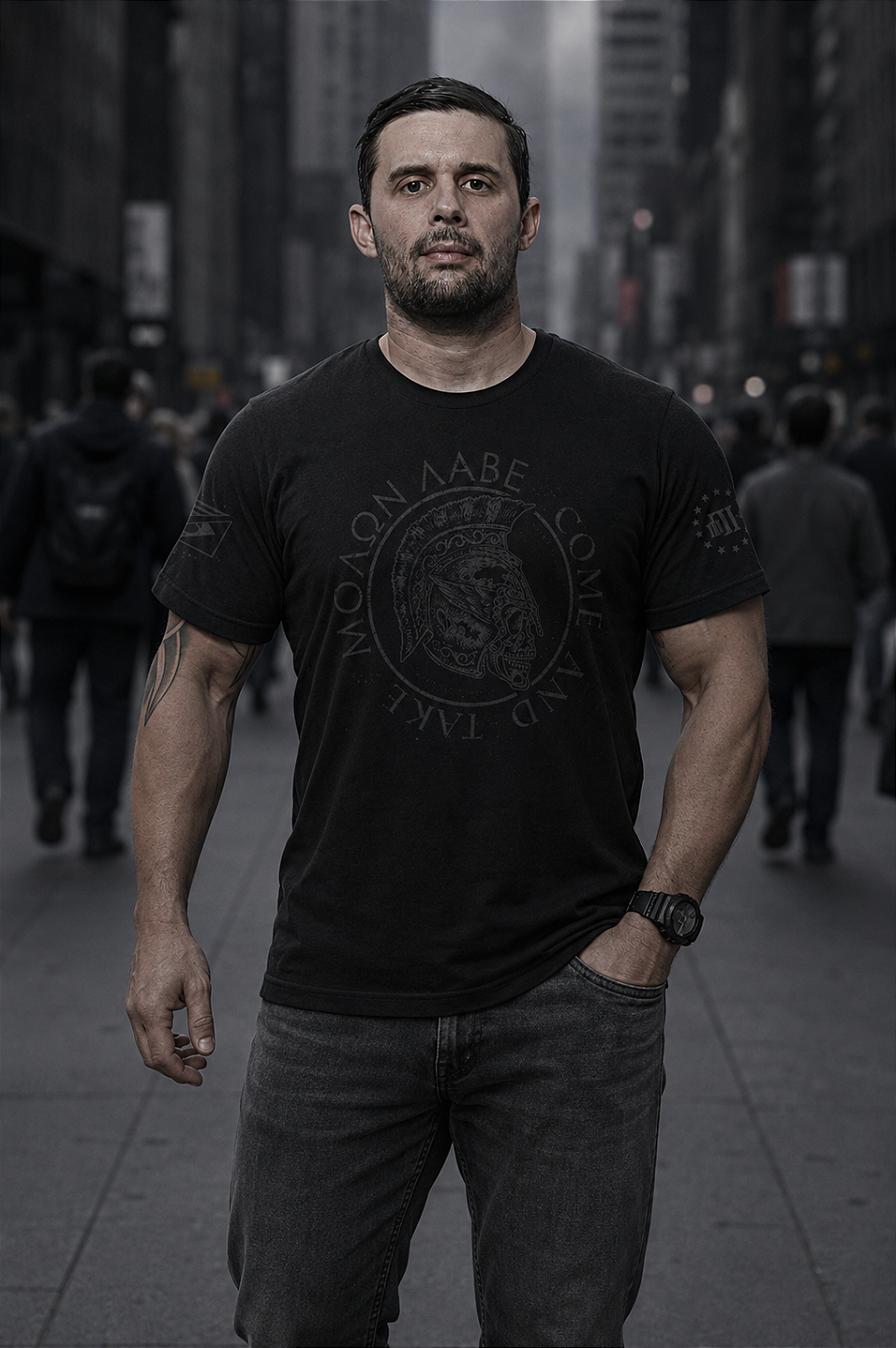 Camiseta Masculina Dark Line Molon Labe Come And Take Team Six