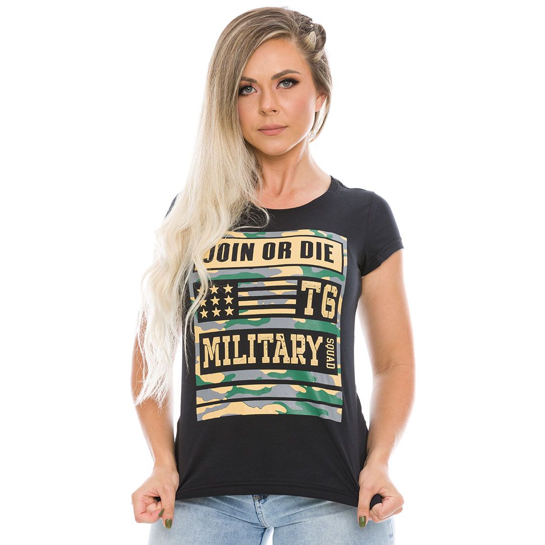 Camiseta Feminina Concept Line Baby Look Camu Join Or Die Team Six Brasil