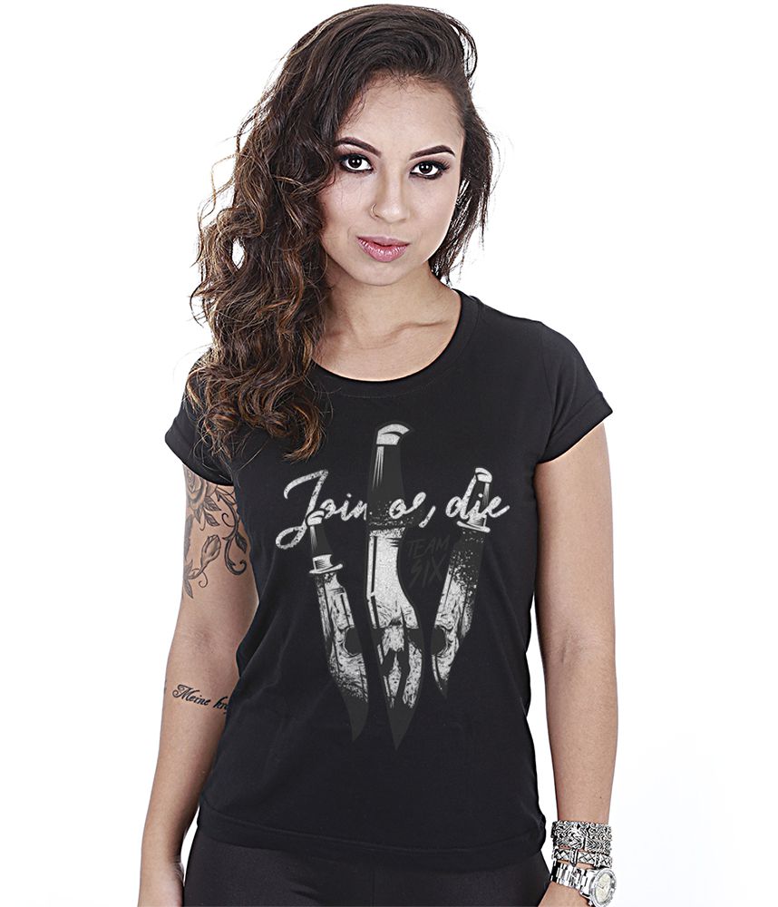 Camiseta Feminina Concept Line Baby Look Tactical Knife Join Or Die Team Six Brasil