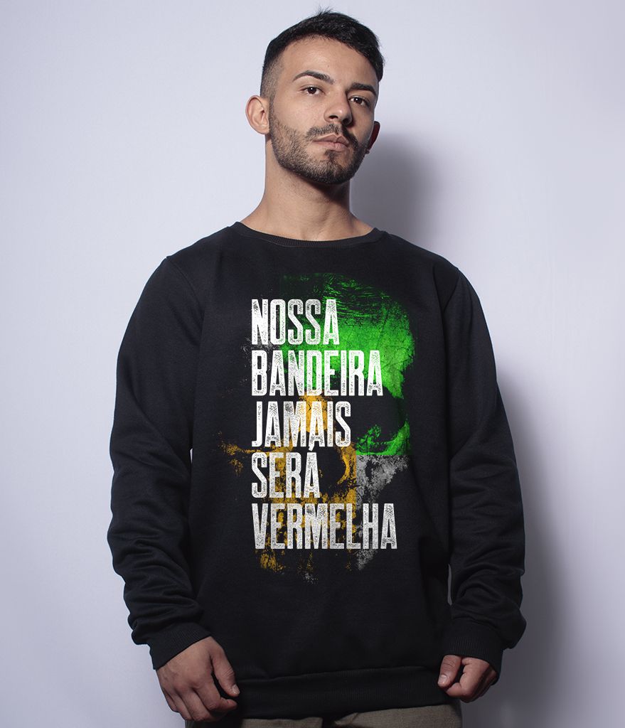 Casaco Básico de Moletom Nossa Bandeira Jamais Será Vermelha Team Six Brasil