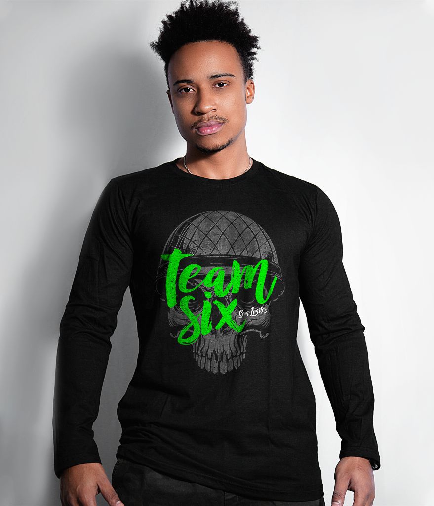 Camiseta Manga Longa Masculina Team Six Brasil
