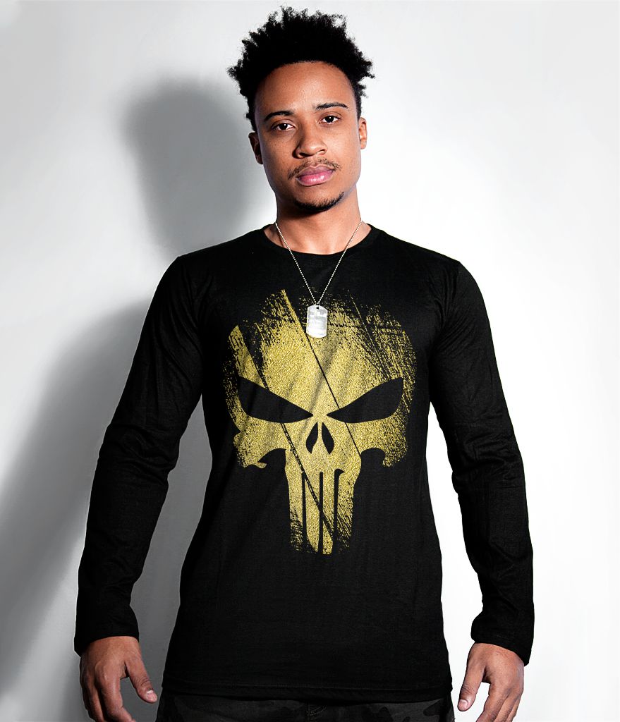Camiseta Manga Longa The Punisher Gold Line Masculina Team Six Brasil