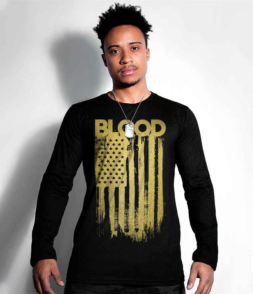 Camiseta Manga Longa Blood Is The Ink Of Freedom Gold Line Masculina Team Six Brasil