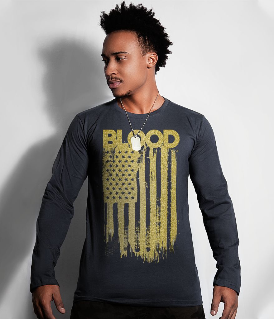 Camiseta Manga Longa Blood Is The Ink Of Freedom Gold Line Masculina Team Six Brasil