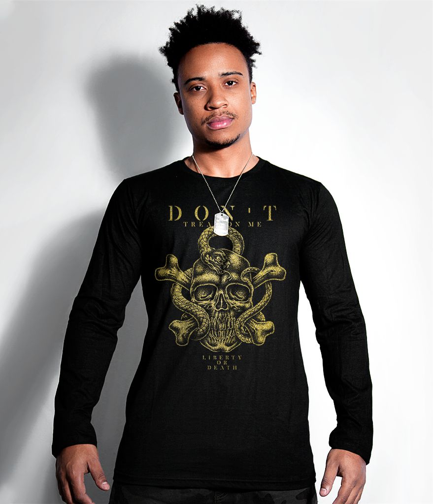 Camiseta Manga Longa Don't Tread On Me Snake Gold Line Masculina Team Six Brasil