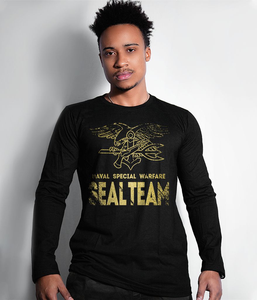 Camiseta Manga Longa Seal Team Navy Seal Gold Line Masculina