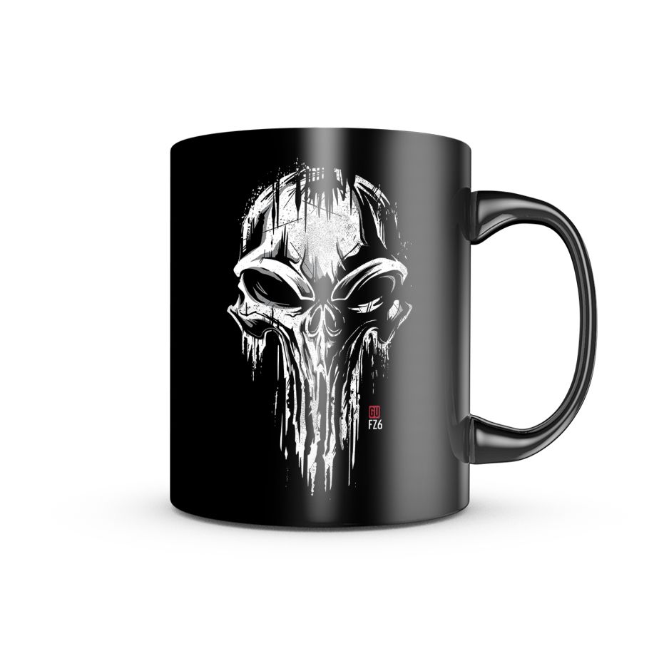 Caneca de Porcelana Dark GUFZ6 Punisher Skull Team Six Brasil