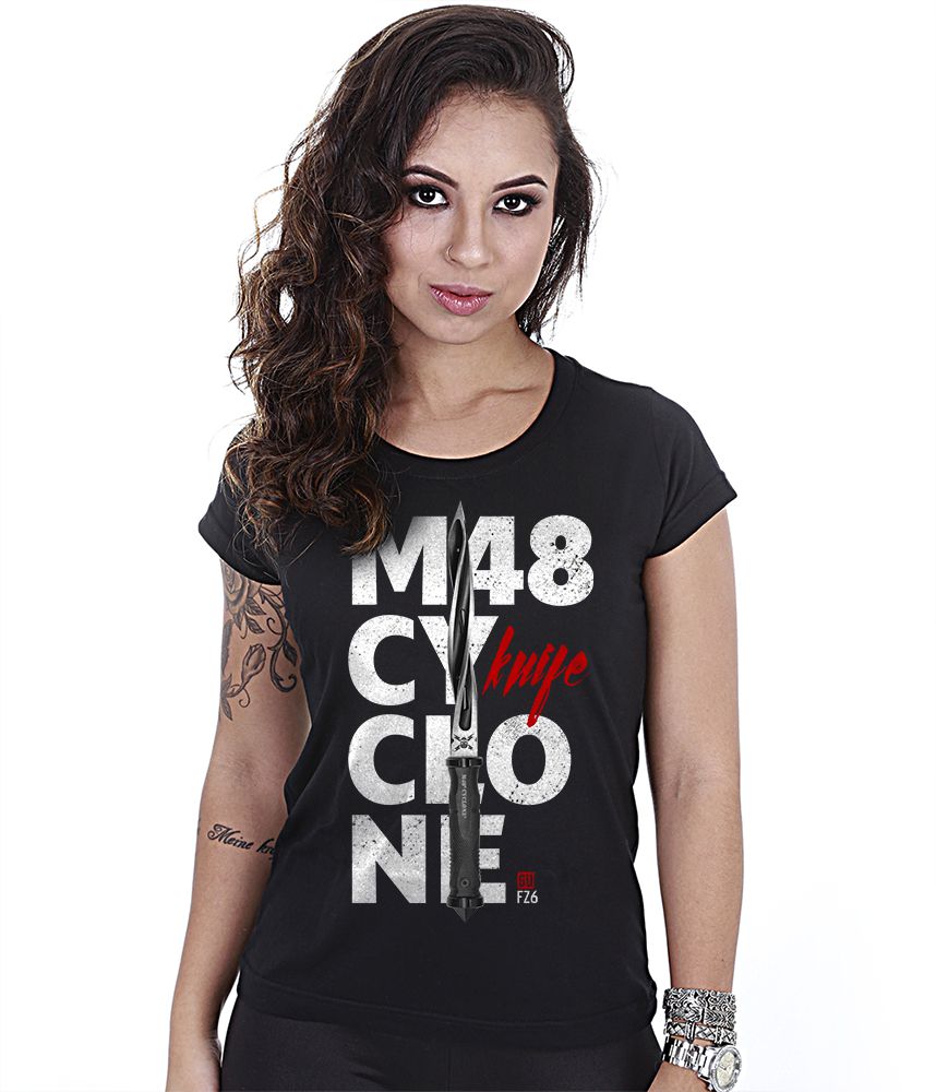 Camiseta Baby Look Feminina GUFZ6 M48 Cyclone Knife Team Six Brasil