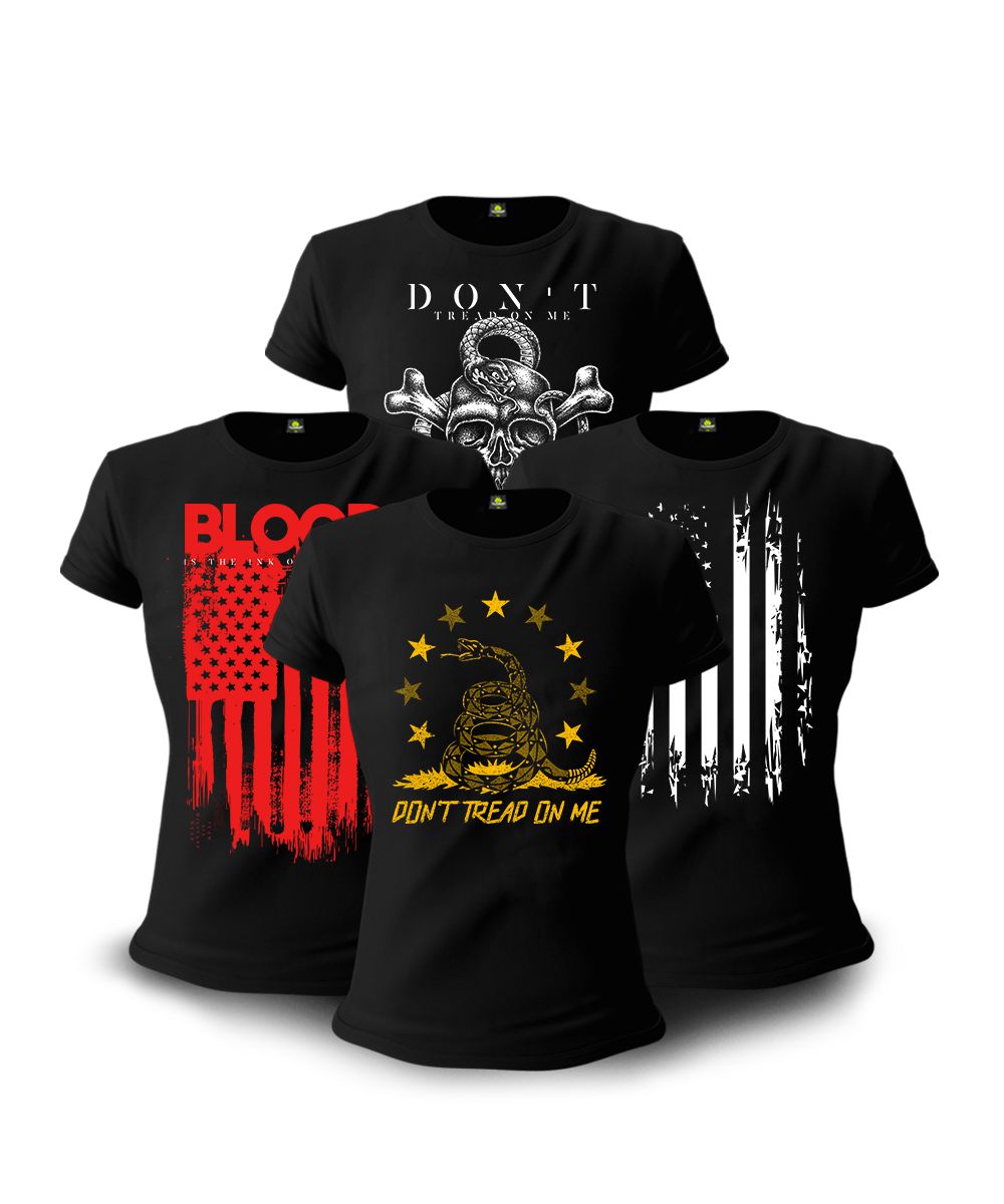 Kit 4 Camisetas Baby Look Feminina Don't tread on me Team Six Brasil