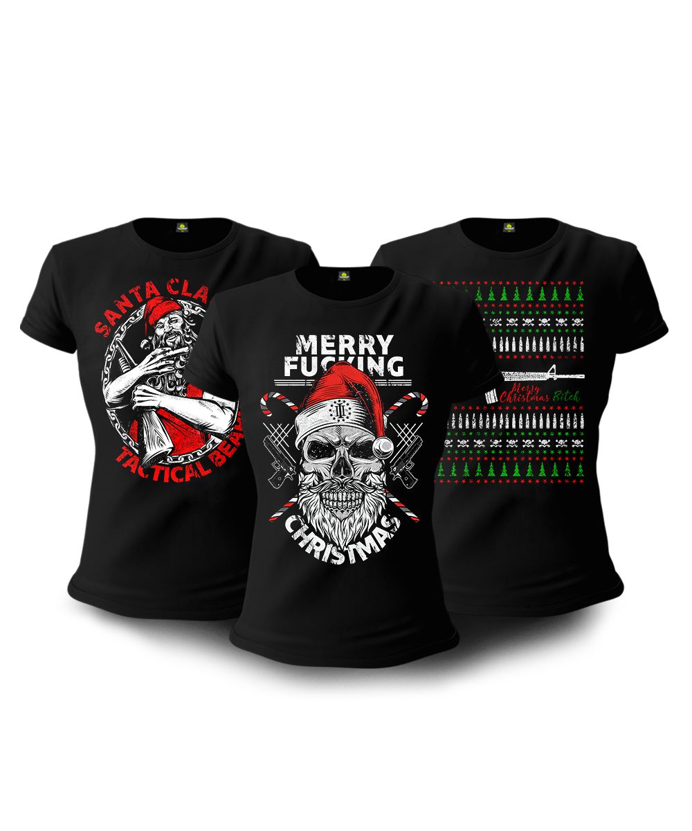 Kit 3 Camisetas Baby Look Feminina Natal Encantado Team Six Brasil