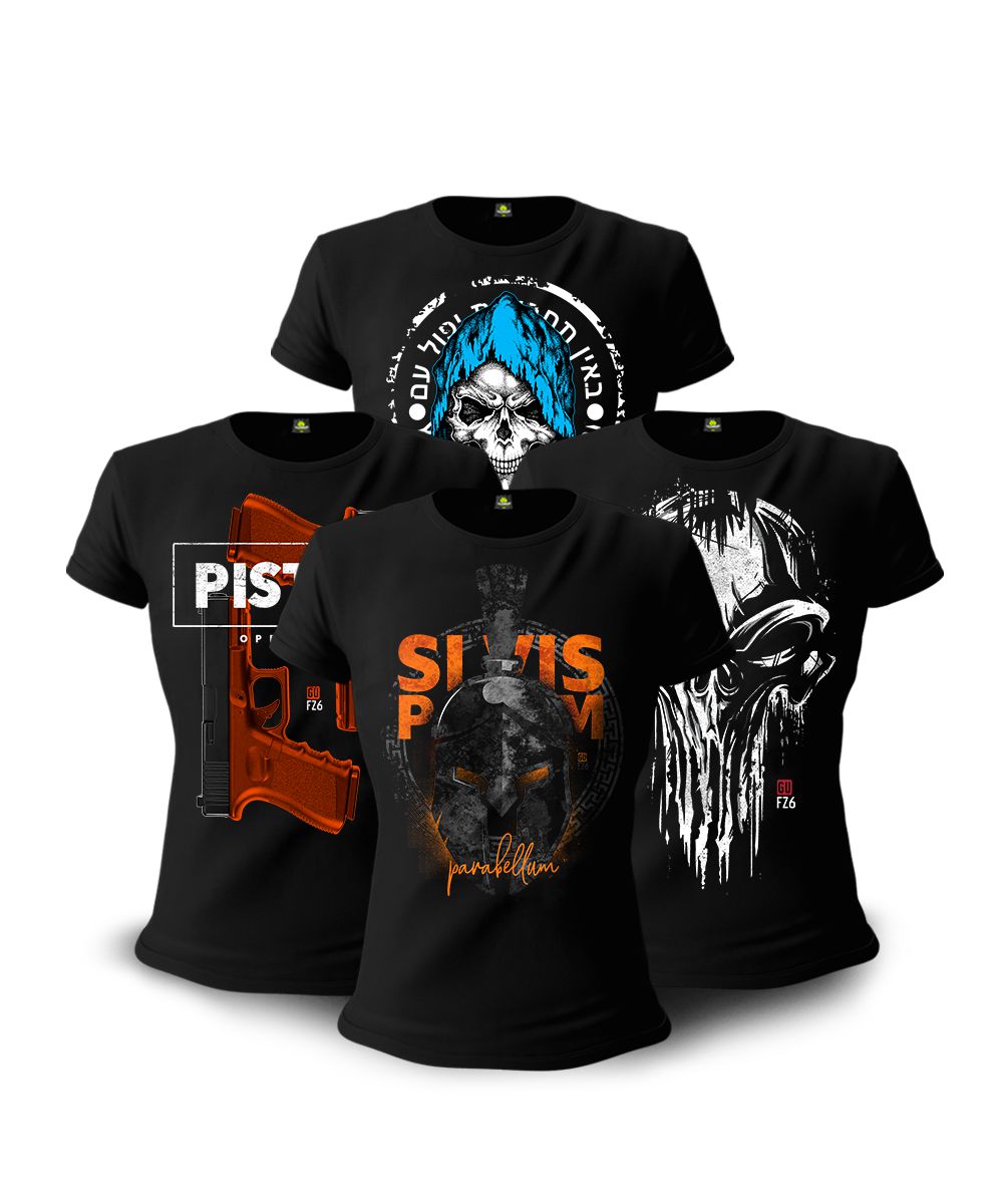 Kit 4 Camisetas Baby Look Feminina GUFZ6 Squad Team Six Brasil
