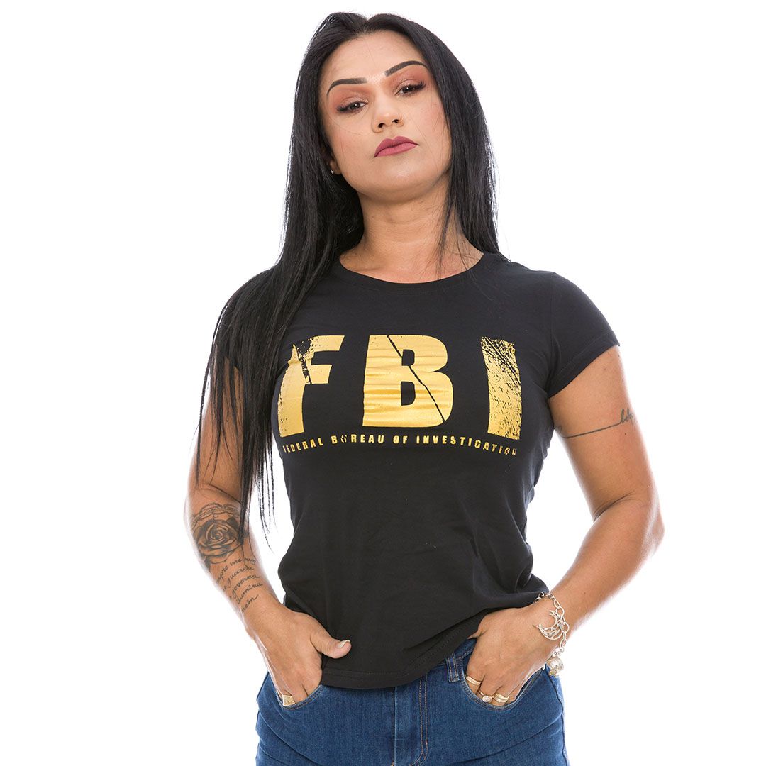 Camiseta Baby Look Feminina FBI Gold Line Team Six Brasil