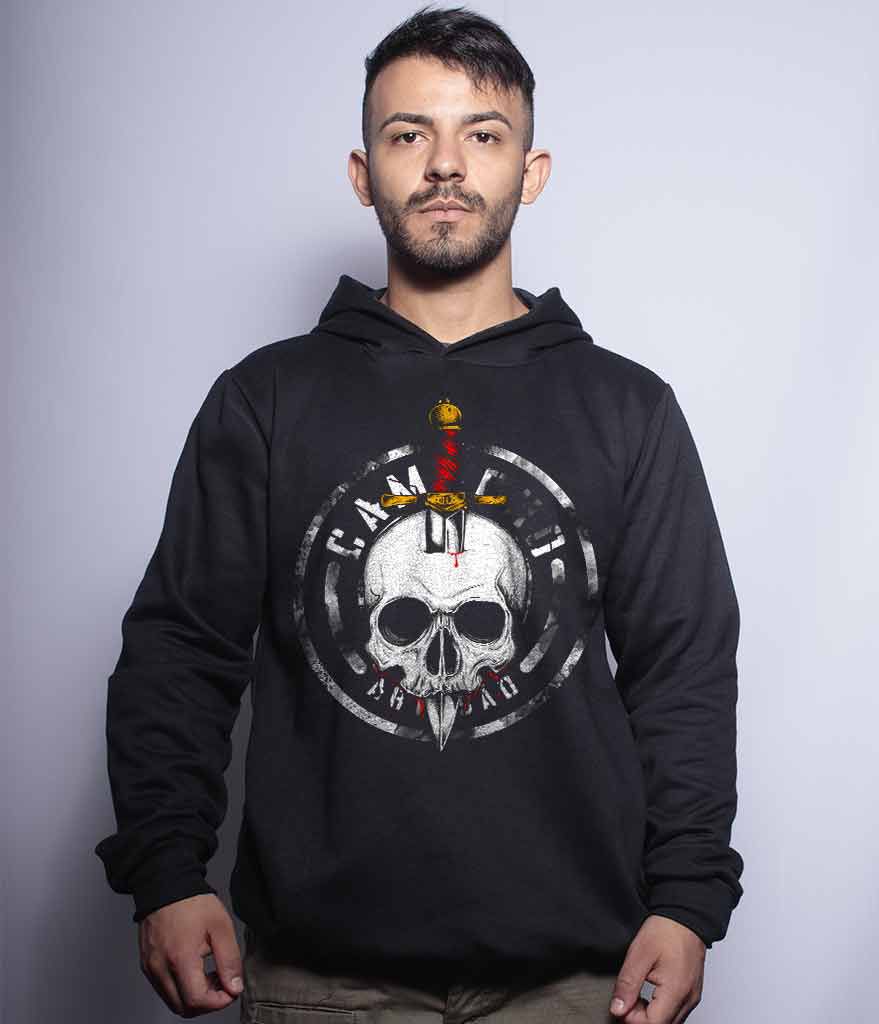 Casaco Militar Com Capuz Squad T6 Camacho Artesão Faca na Caveira Tributo ao Bope Team Six Brasil