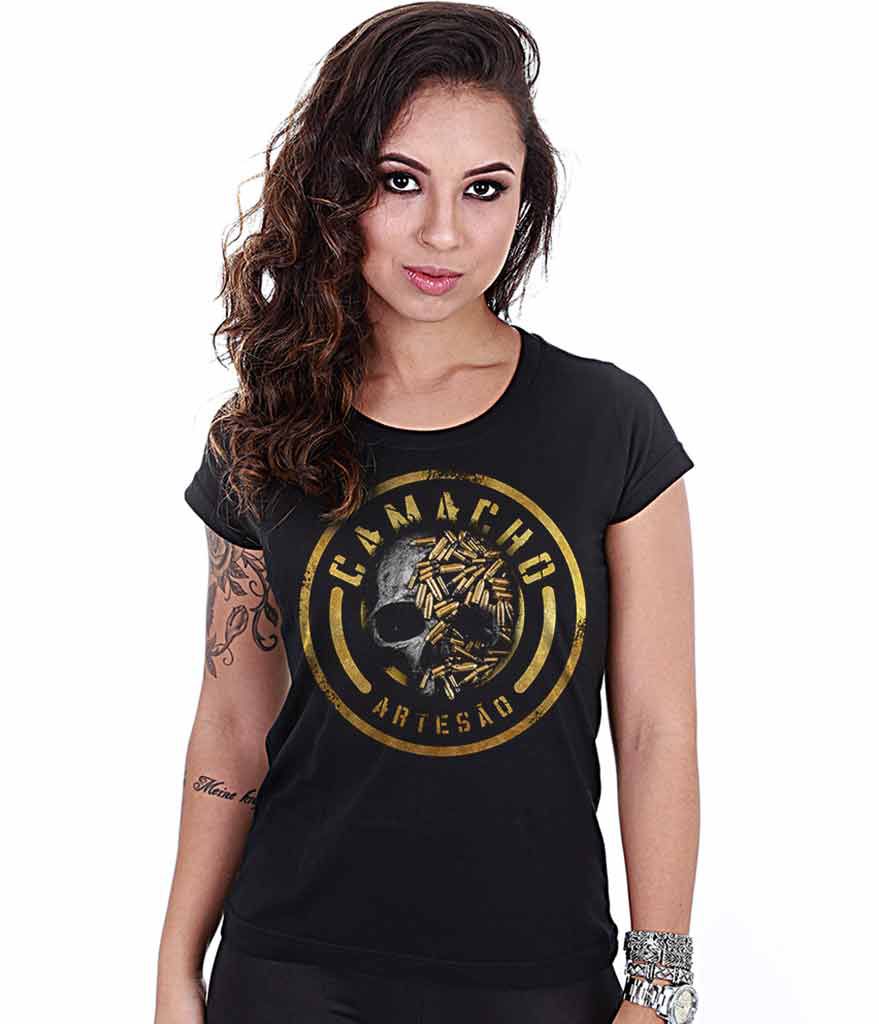 Camiseta Baby Look Feminina Squad T6 Camacho Artesão Skull Ammunition Team Six Brasil