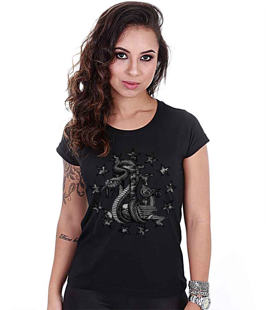 Camiseta Baby Look Feminina Squad T6 Magnata Join Or Die Three Percent Team Six Brasil