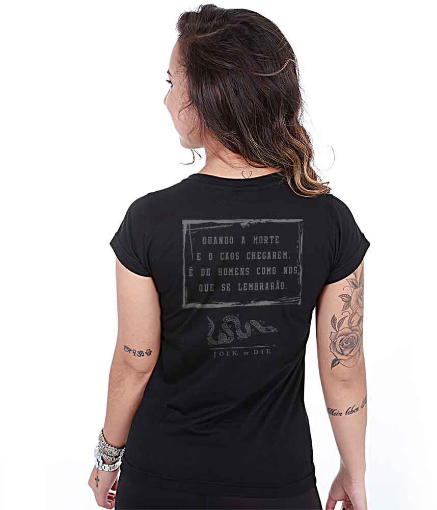 Camiseta Baby Look Feminina Squad T6 Magnata Join Or Die Snake Team Six Brasil