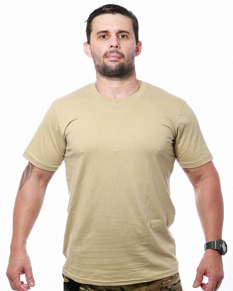 Camiseta Masculina Básica Lisa Bege 100% Algodão Team Six Brasil