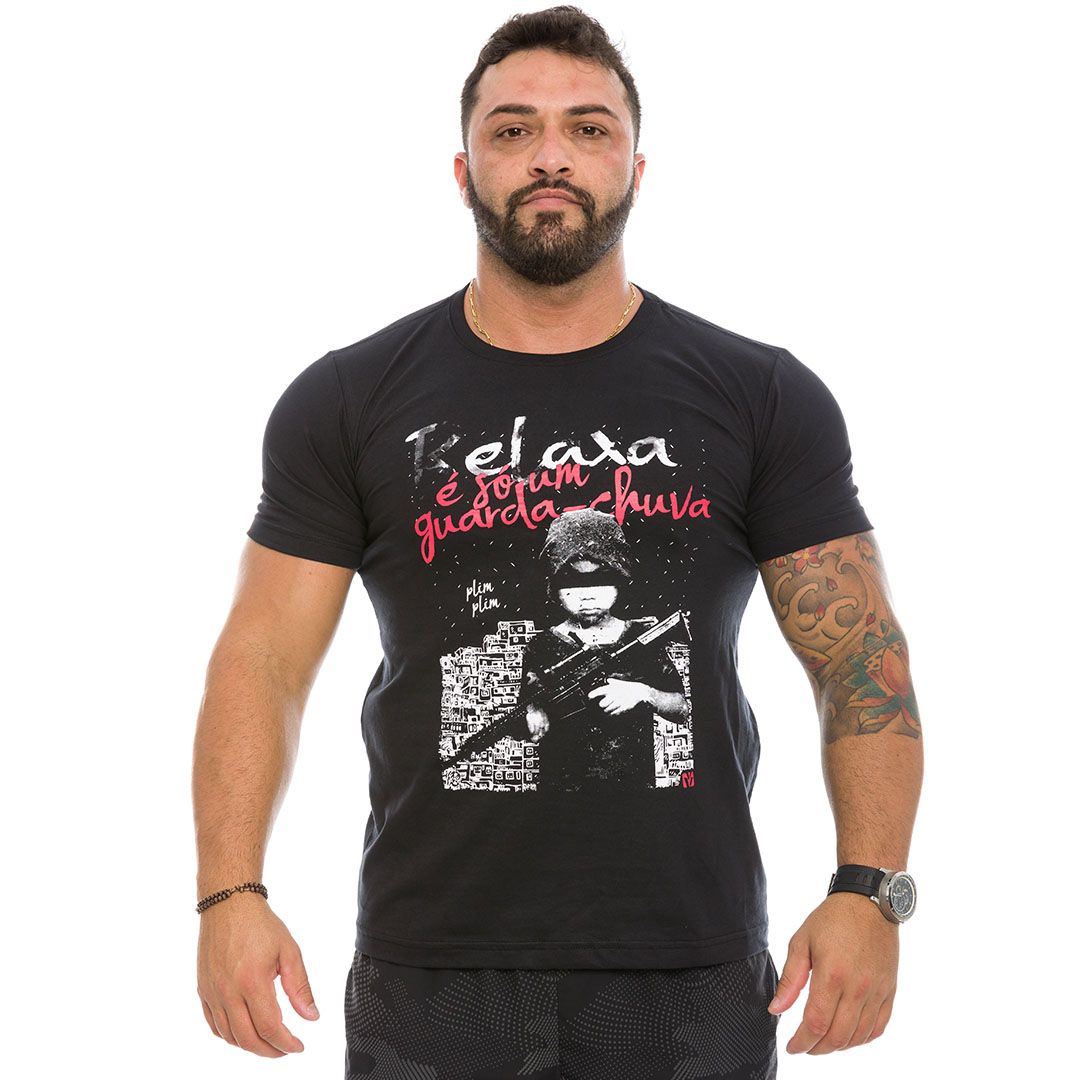 Camiseta Masculina Casual Vidi Vici Relaxa É Só Um Guarda Chuva Plim Plim Team Six Brasil