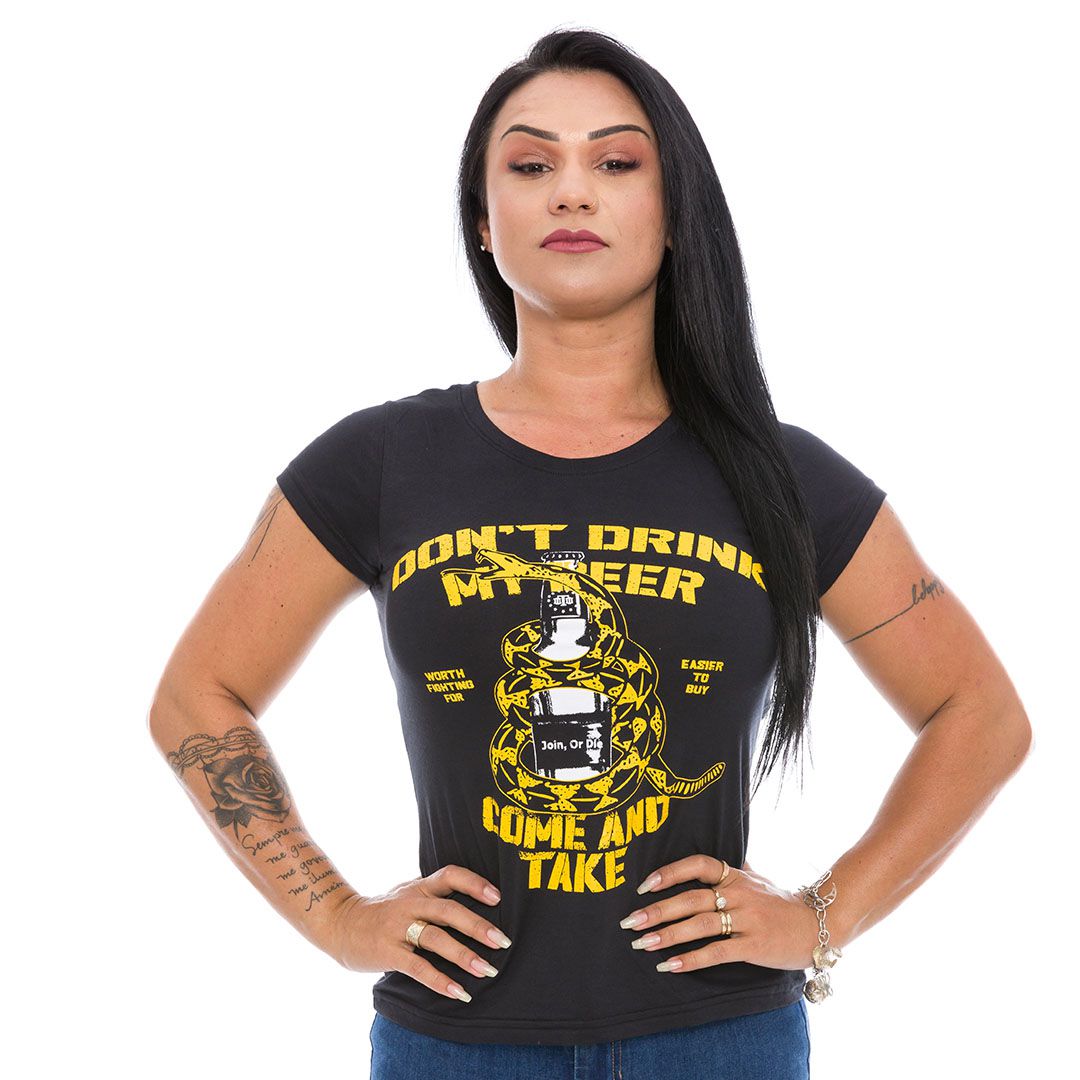 Camiseta Militar Baby Look Feminina Dont Drink My Beer Dont Tread On Me Tribute Team Six