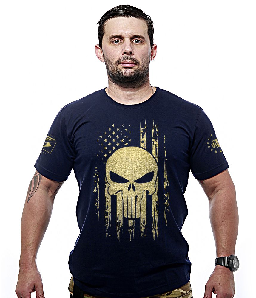 Camiseta Masculina EUA Punisher Gold Line Team Six Brasil