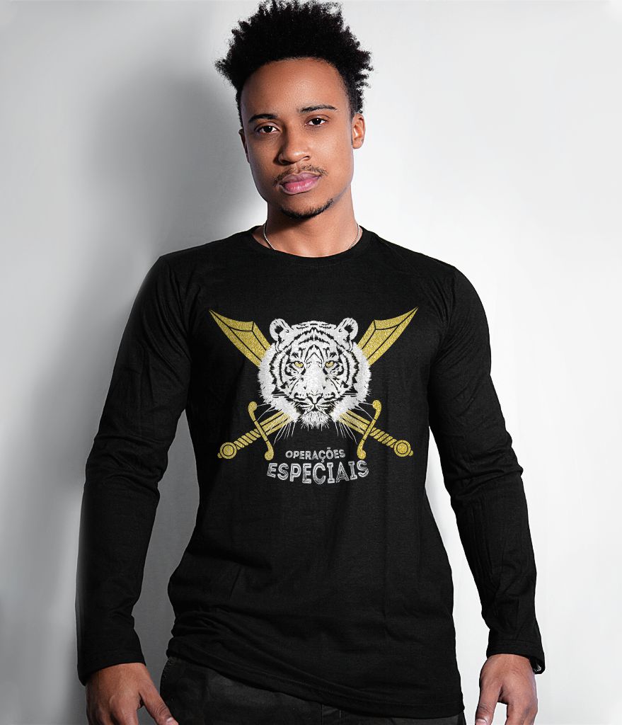 Camiseta Manga Longa Forças Especiais na Selva Masculina Team Six Brasil