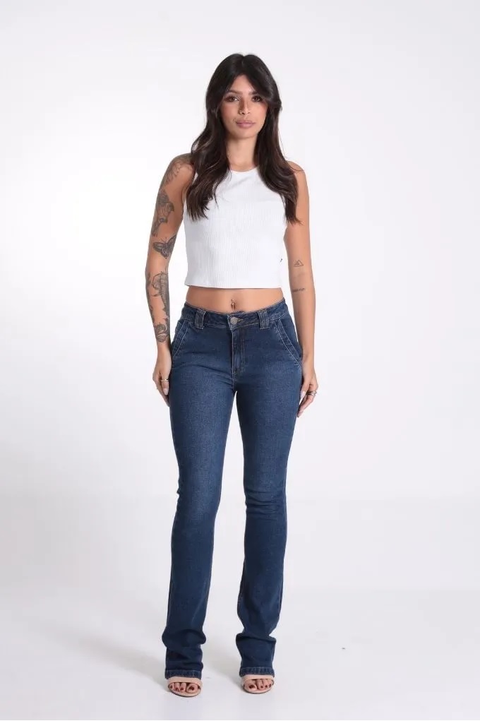 Calça Jeans Flare Bolso Faca Feminino Revanche