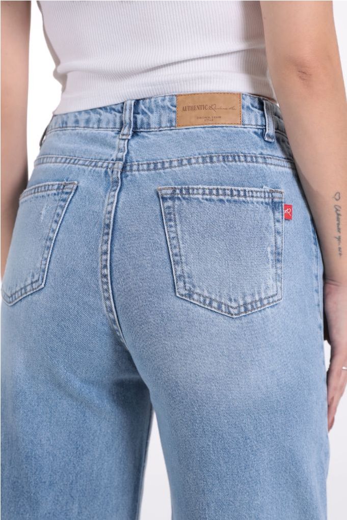 Calça Jeans Wide Leg Com Abertura Feminina Revanche