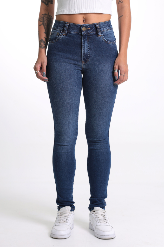 Calça Jeans Skinny Com Elástico No Cós Revanche