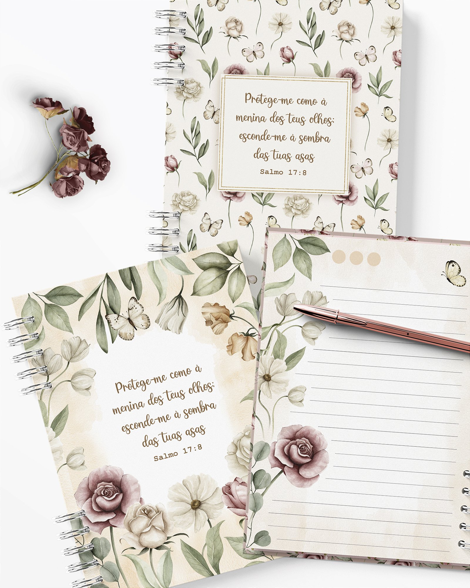 Caderno Floral Romântico A5 personalizado
