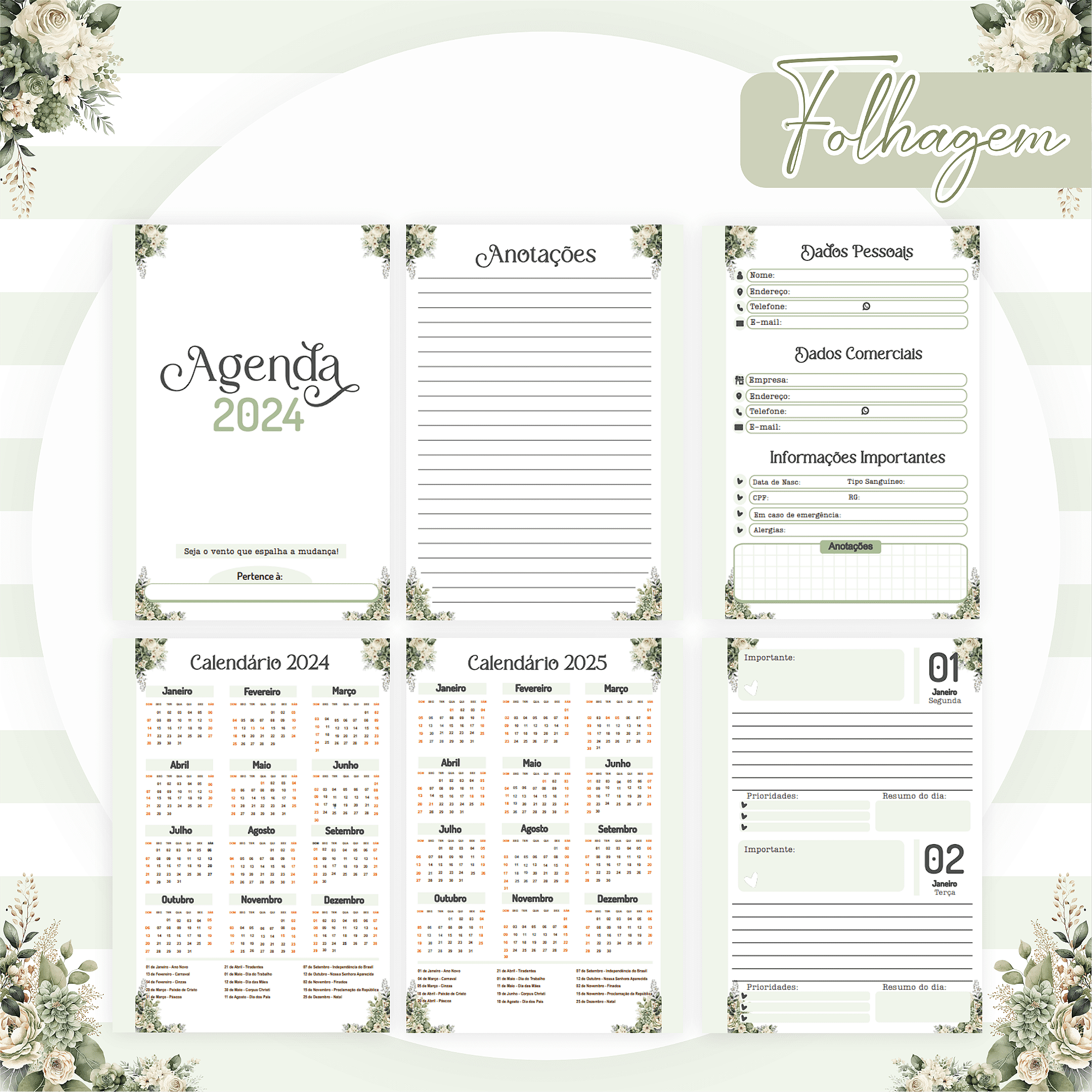 AGENDA ALFABETO FOLHAGEM