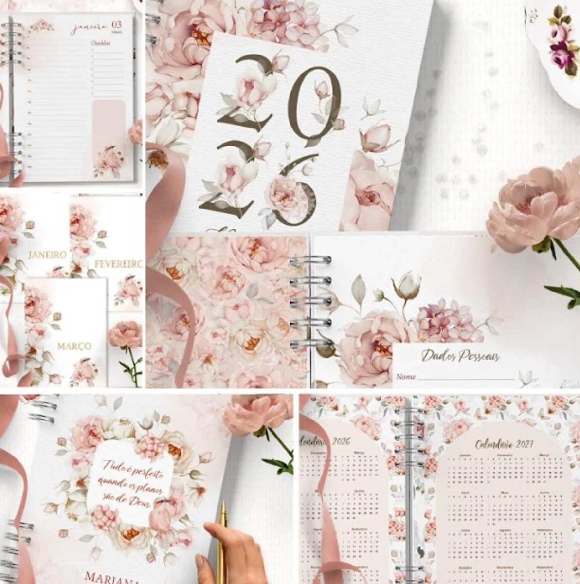 Agenda Floral Refúgio - 2026- Páginas Decoradas
