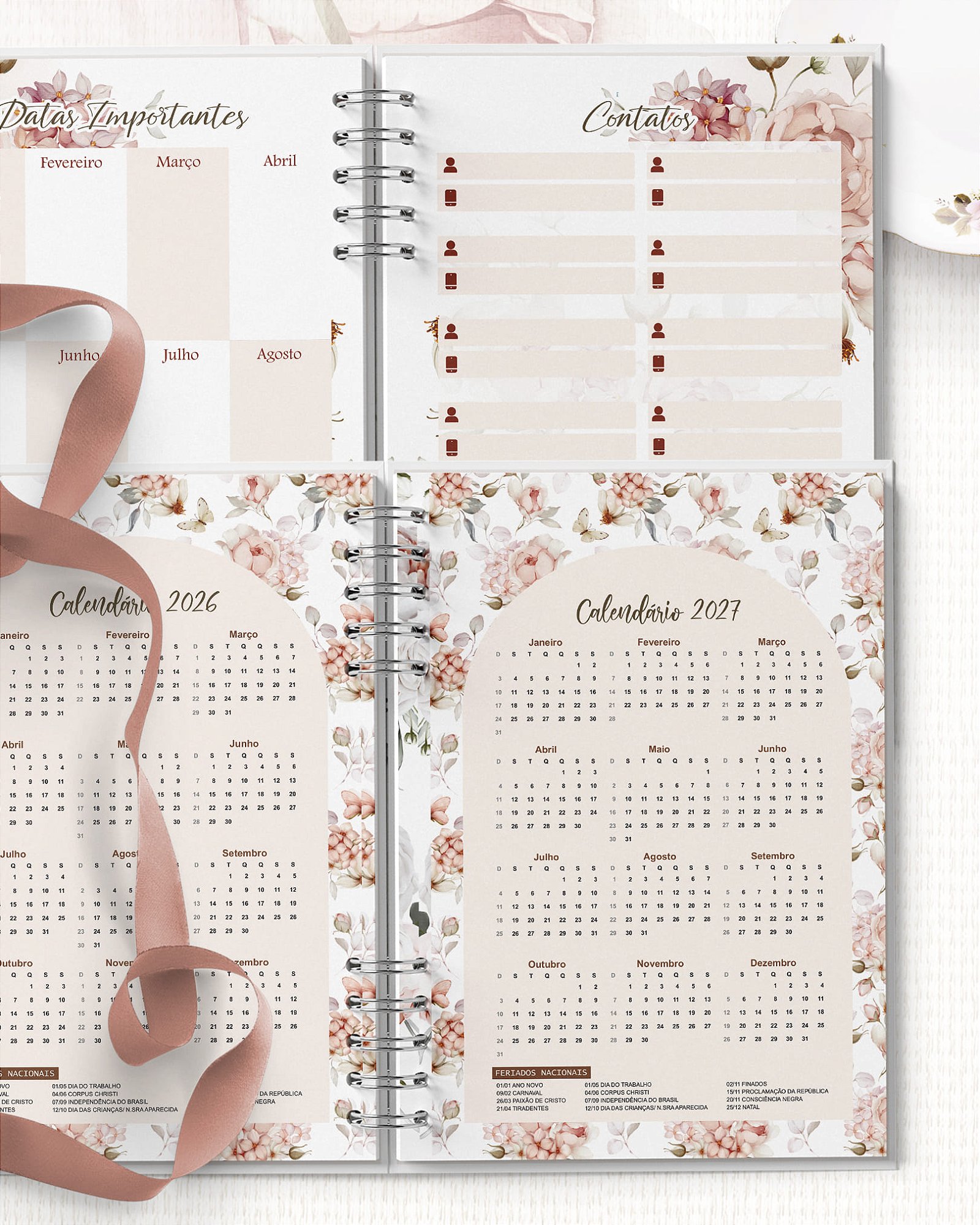 Agenda Floral Refúgio - 2026- Páginas Decoradas