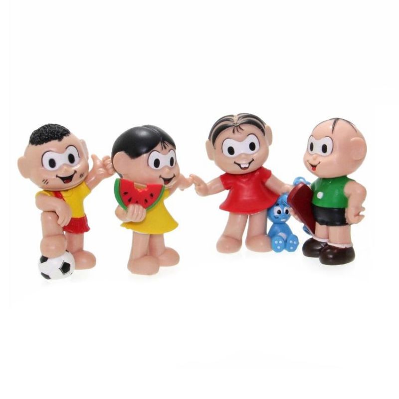 Kit 04 Bonecos Turma da Mônica - Mônica Cebolinha Magali Cascão I9 Brinquedos
