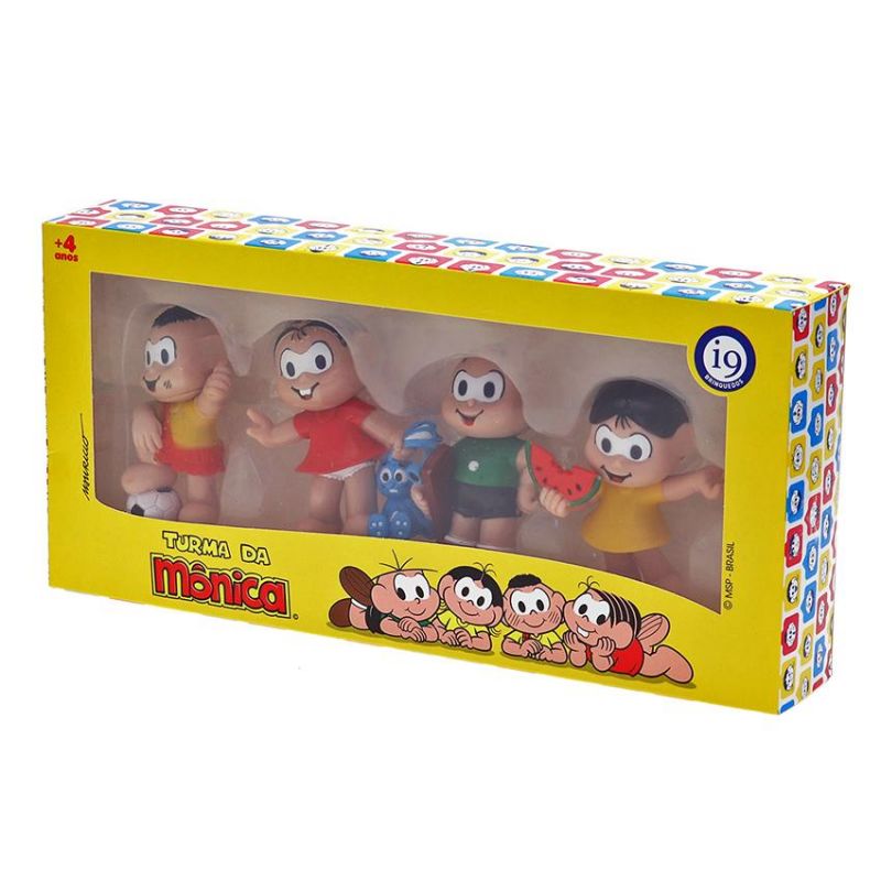 Kit 04 Bonecos Turma da Mônica - Mônica Cebolinha Magali Cascão I9 Brinquedos