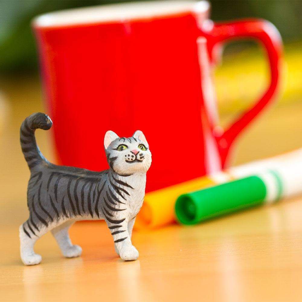 Figura Gato Malhado Cinza Safari Ltd.