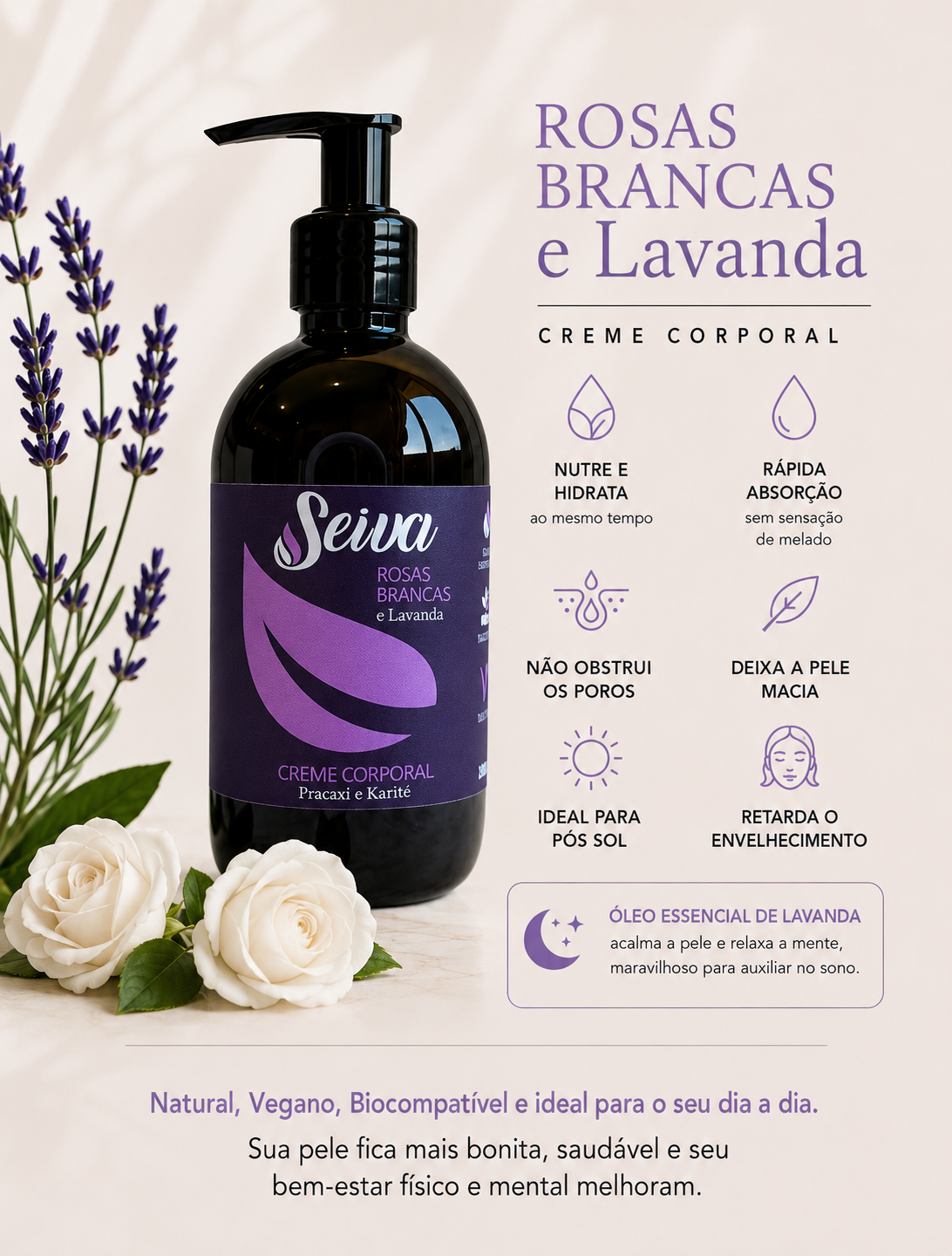 Creme Corporal Rosas Brancas - 180ml