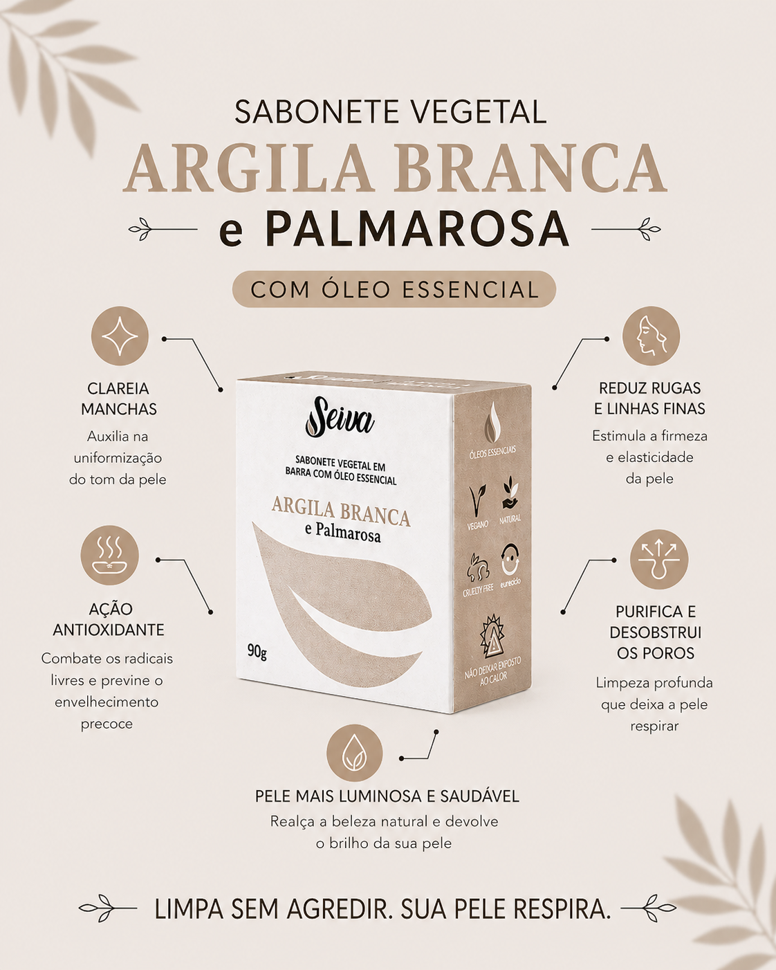 Combo Sabonetes de Argila - Branca, Dourada, Negra, Verde e Vermelha