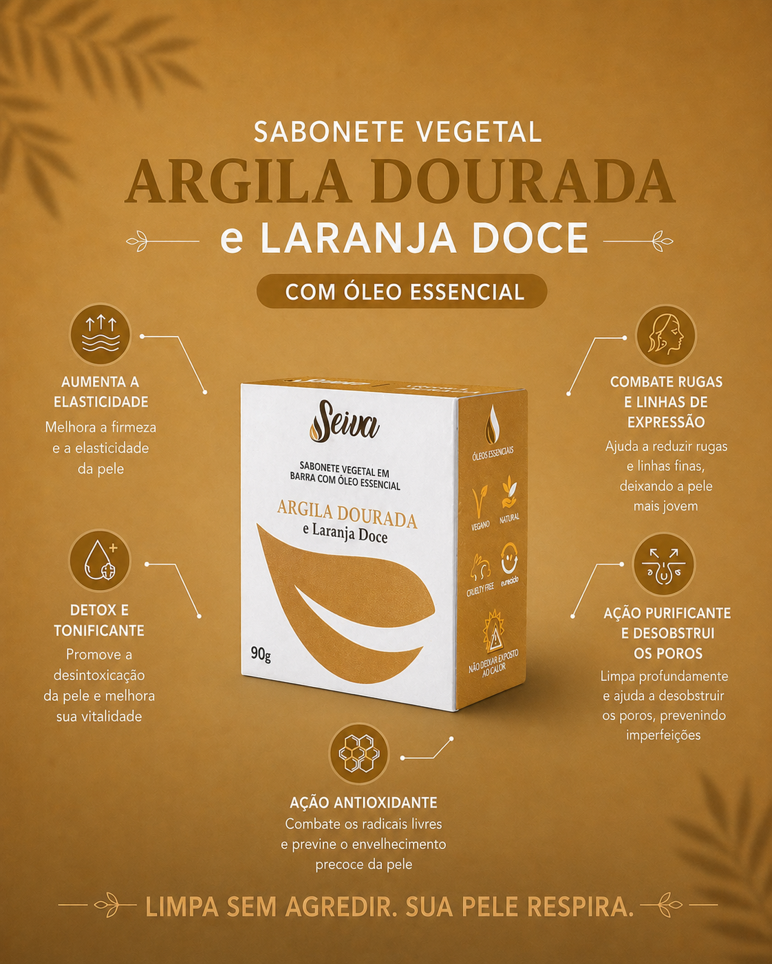 Combo Sabonetes de Argila - Branca, Dourada, Negra, Verde e Vermelha
