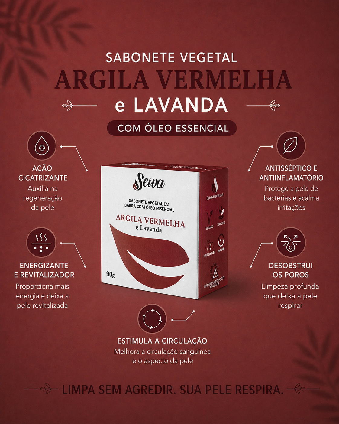 Sabonete de Argila Vermelha e Lavanda