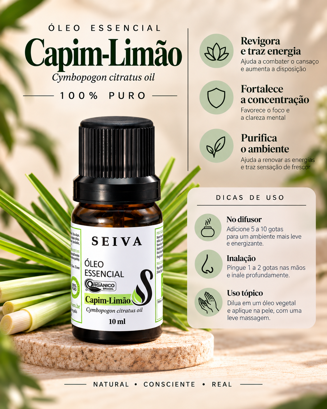 Óleo Essencial de Capim Limão - 10ml