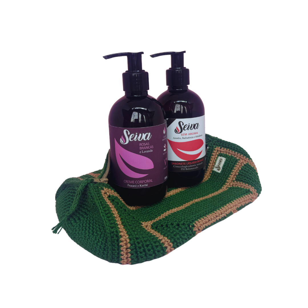 Kit Necessaire Crochê - Creme Rosas Brancas