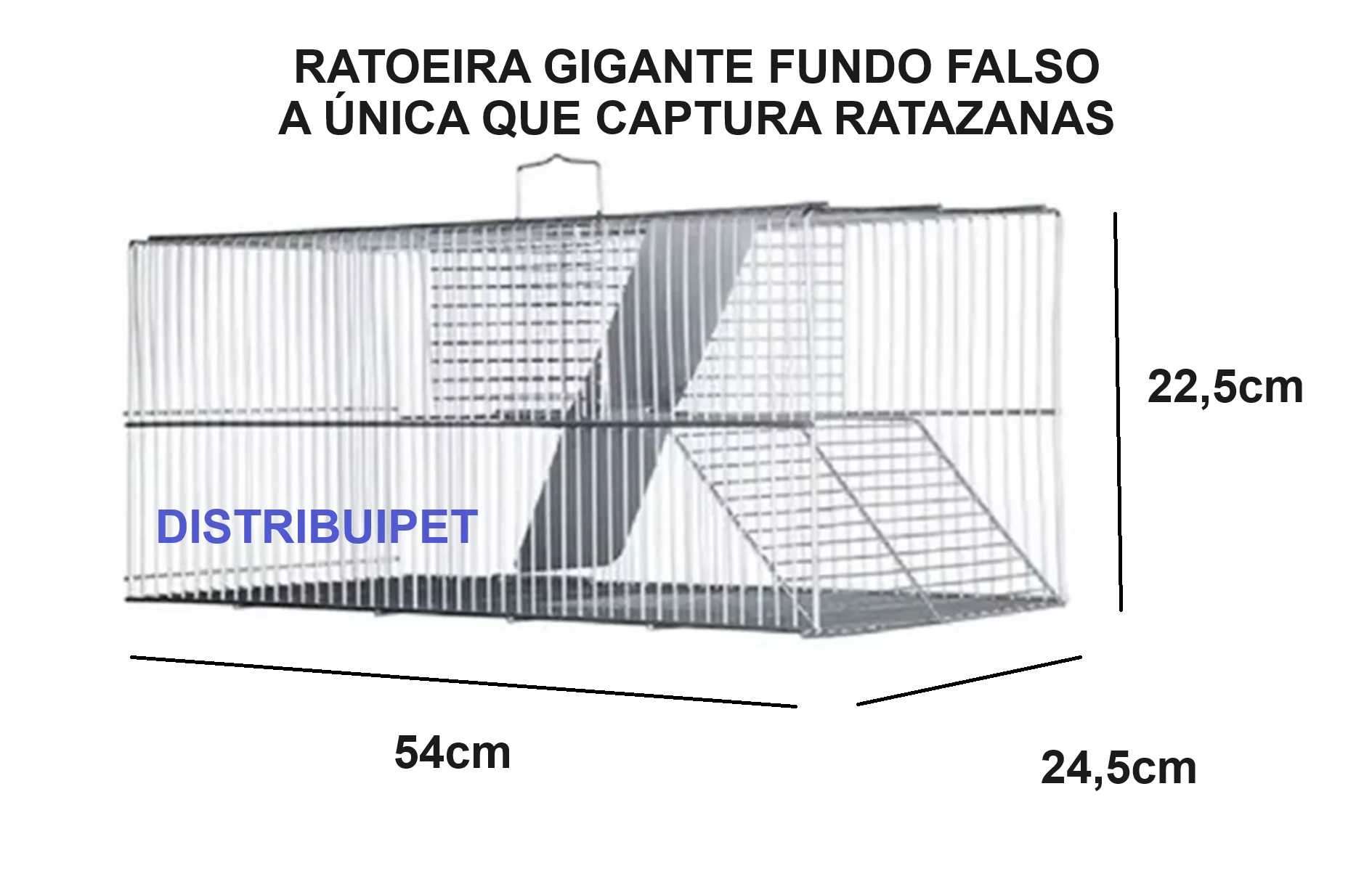 Ratoeira Gigante Fundo Falso Ratazanas Ratos Extra Grande 54 X 24 X 23cm