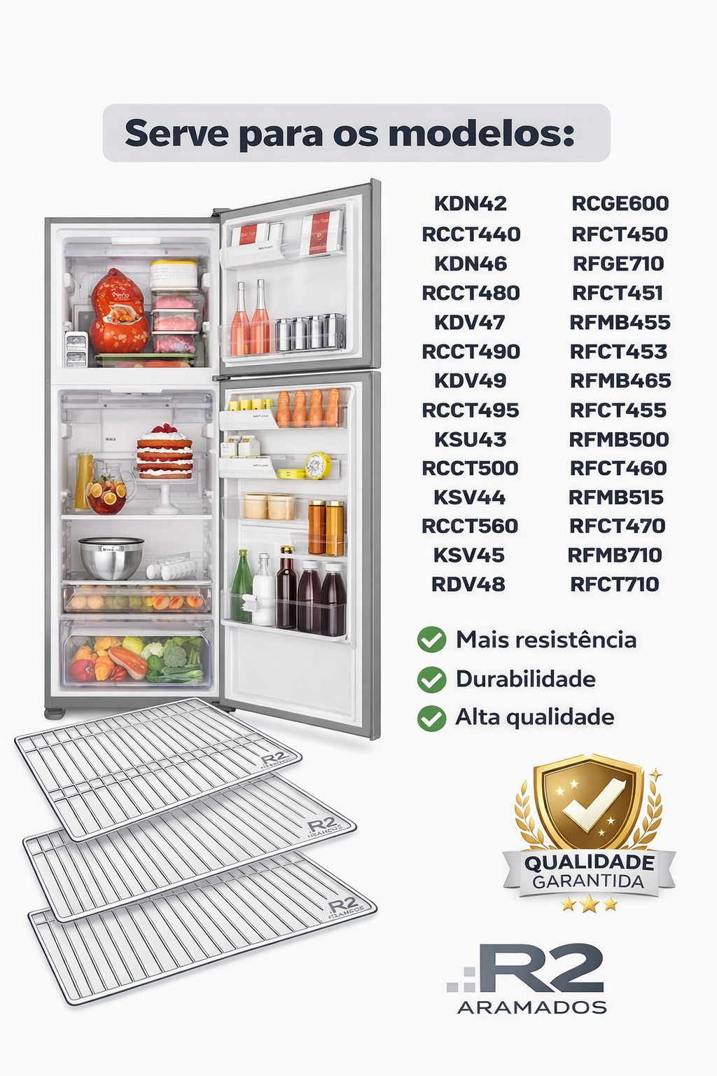 Grade de Geladeira Continental Copacabana 60 X 34 cm Aramada Modelos 440 460 470 480 490