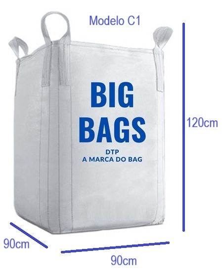 2 Saco Big Bag Modelo C1 Rafia Gramatura 160 Fator 5x1 Medidas 120x90x90 P/ 1000Kg