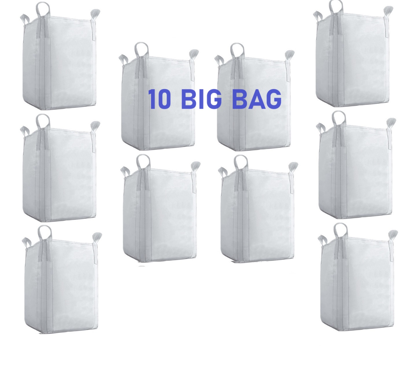 10 Saco Big Bag Reciclagem Usinas Fazendas Entulhos Modelo C1 Rafia Gramatura 160 Fator 5x1 Medidas 120x90x90 P/ 1000Kg