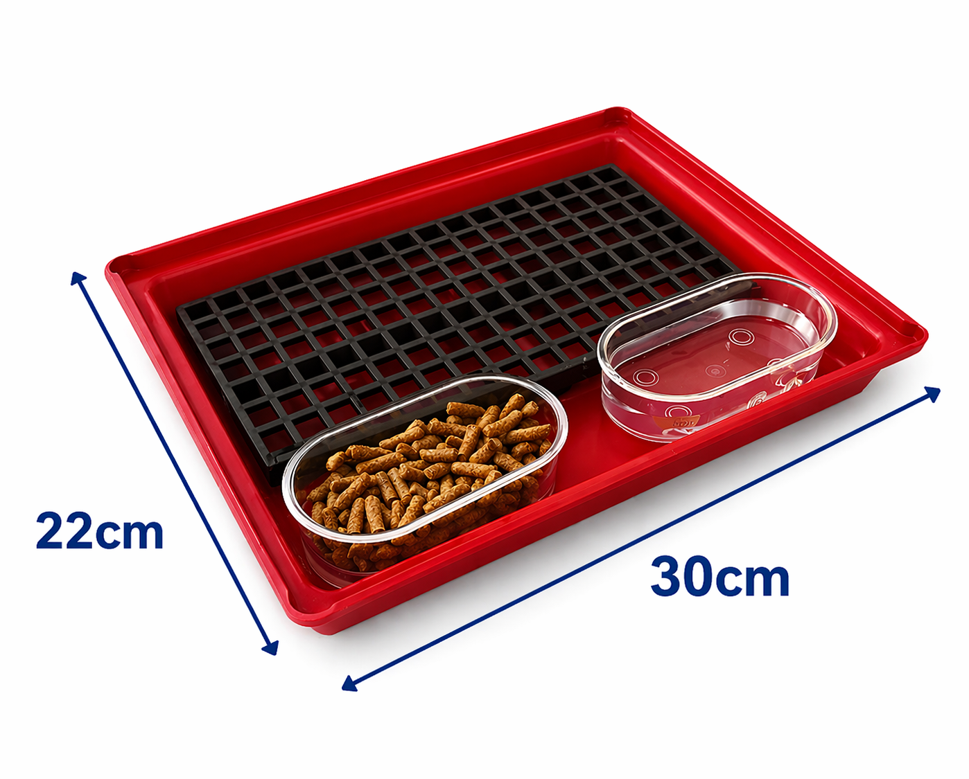 Bandeja Com Grade Banheiro Sanitário Para Porquinho da India Saniplus Junior Cor Vermelho Com 2 Banheira Oval