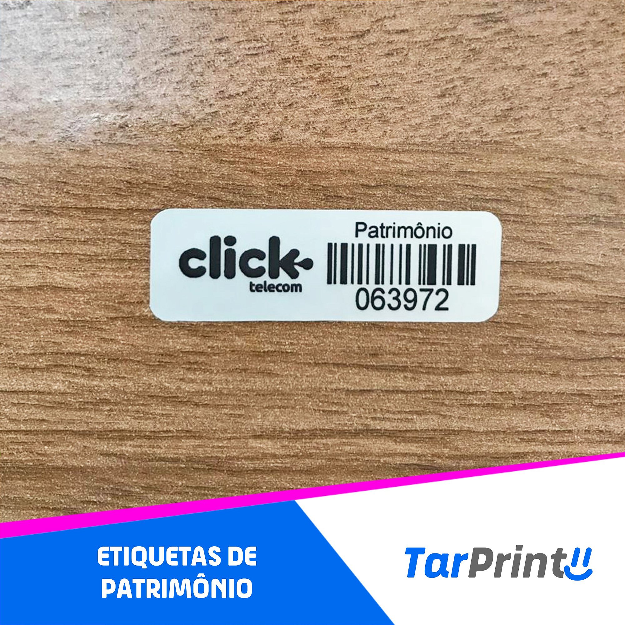 1000 Etiquetas Patrimoniais em Poliéster Cromo de Uso Interno 45x15mm