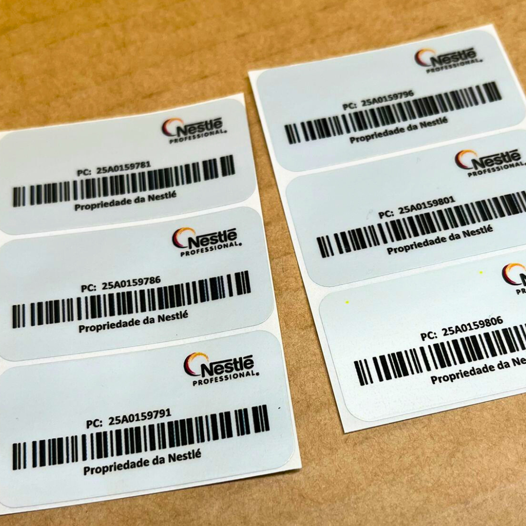 1000 Etiquetas Patrimoniais em Poliéster Laminado de Uso Interno/Externo 50x25mm