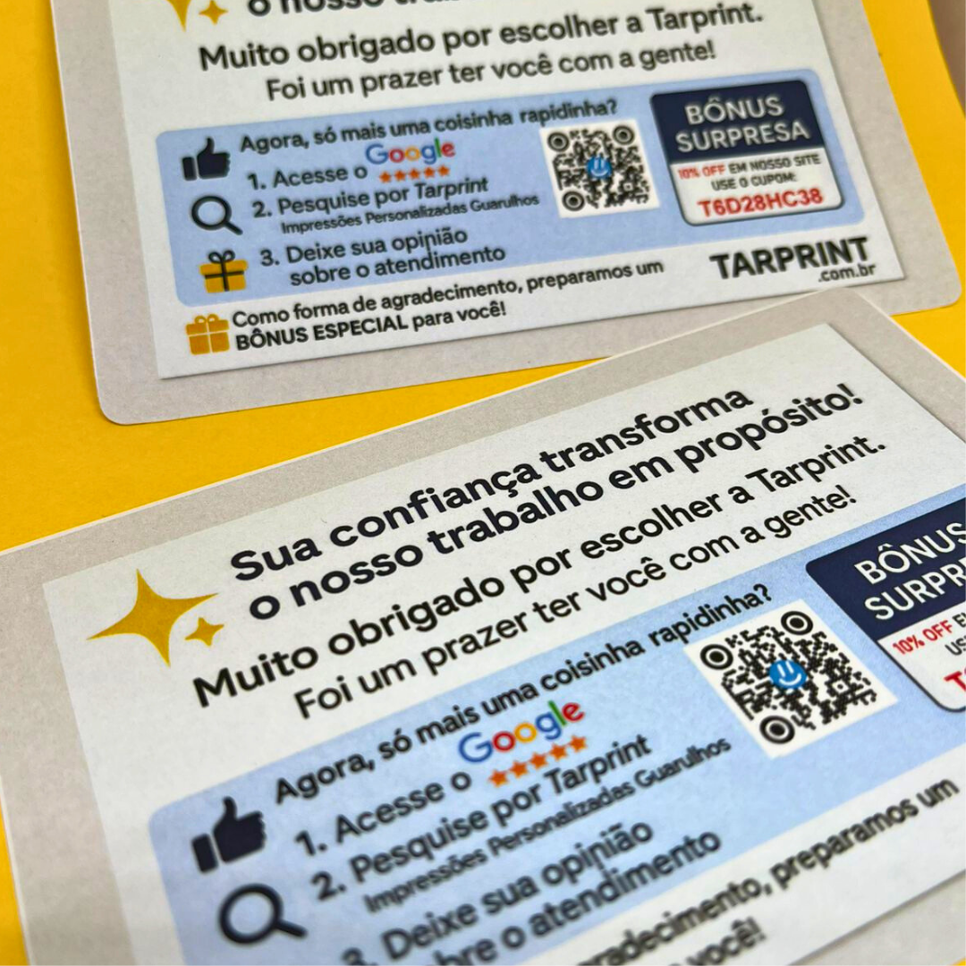500 cartões personalizáveis em papel cartão – Impressão Colorida Frente e Verso