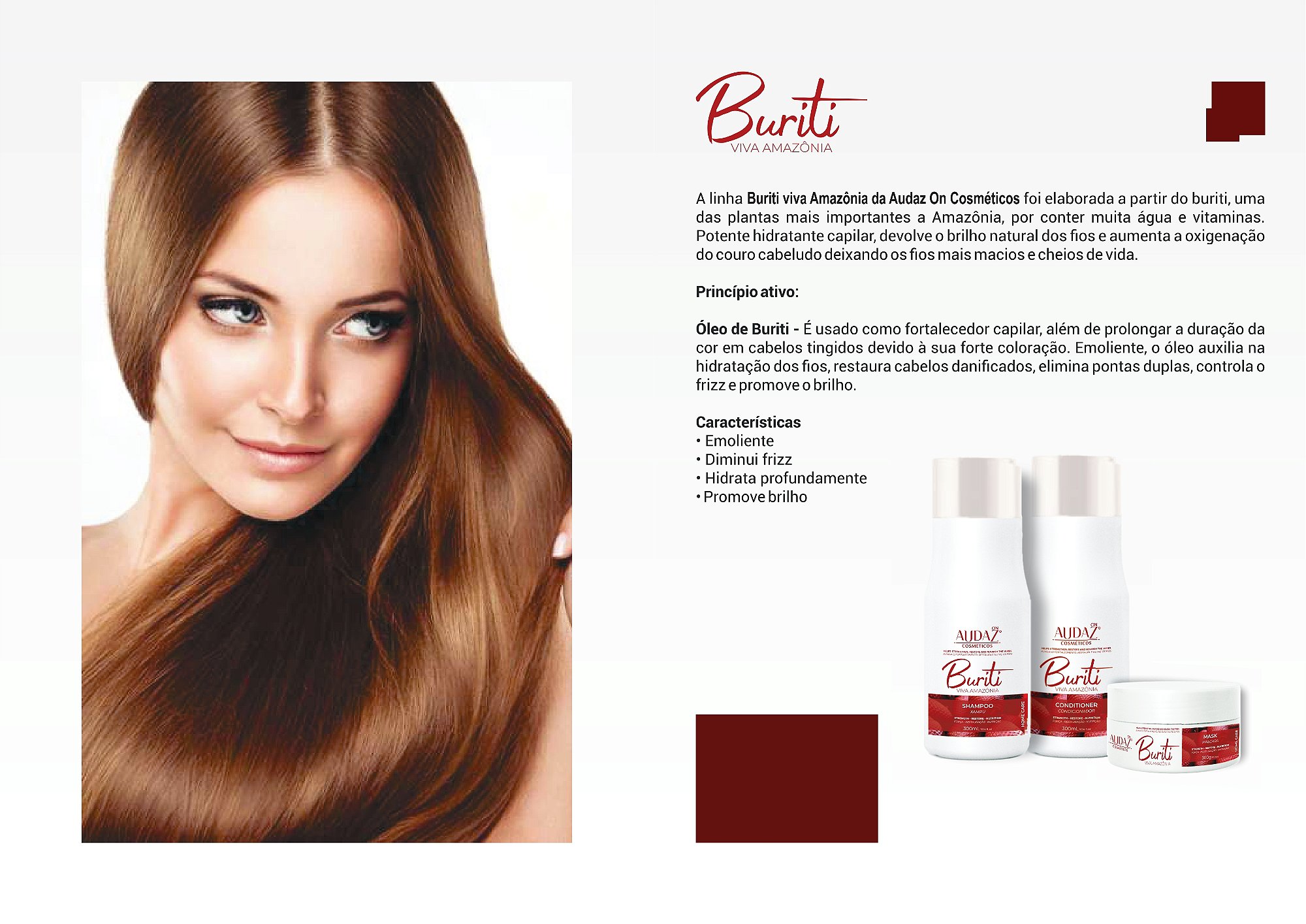 Kit Buriti Shampoo 300ml, Condicionador 300ml e Máscara 300g